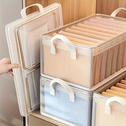 Six-Piece Foldable Clear Storage Box Set with Steel Frame, Handles and 47 x 30 x 20 cm Size
