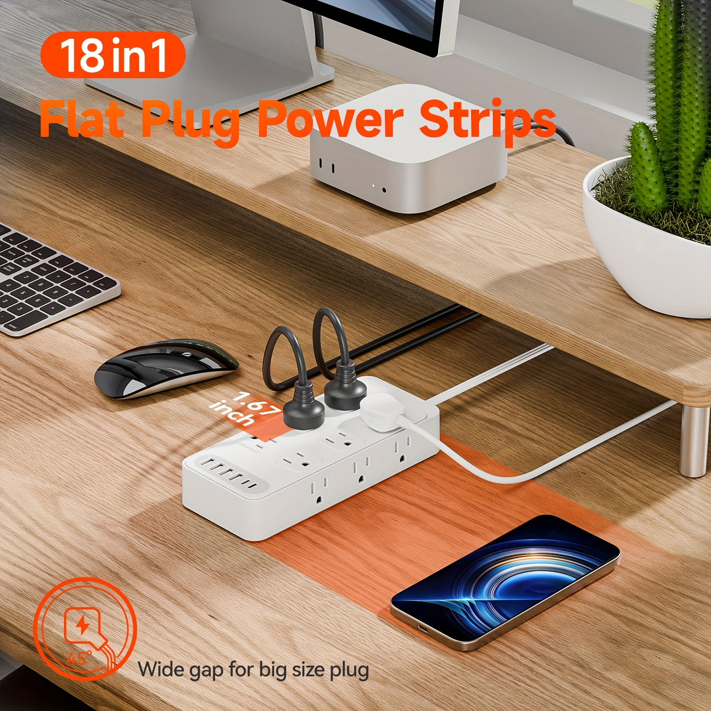 Charging Station 18-in-1 Power Strip Surge Protector 12 AC Outlets 6 USB Ports 4 USB-A 2 USB-C for an Everyday Personal Care Routine