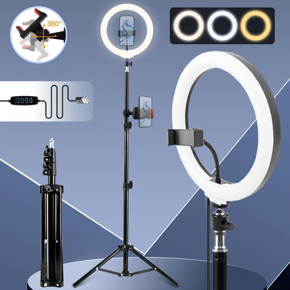 43-Inch Stand LED Ring Light with Phone Holder USB Powered Portable Circle Fill Light for Photography Video Recording Streaming Makeup