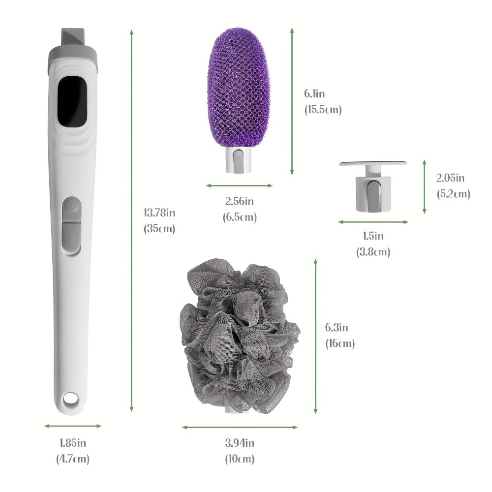 Electric Body Scrubber Brush 3 Replaceable Heads Dual Speed Shower Back Cleaner Exfoliating Skin Cleansing for Home or Salon Spa Use