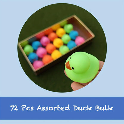 72-Piece Assorted Mini Rubber Duck Set in Mixed Colors for Supervised Bath, Pool and Party Play