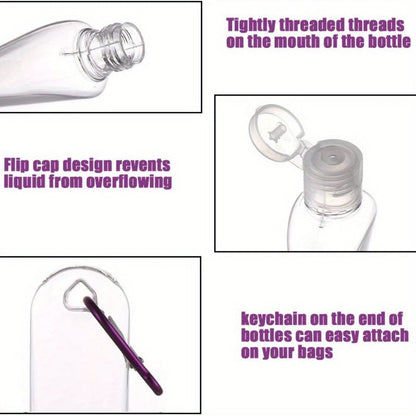 TSA Approved Travel Bottles with Keychain Leakproof Refillable Squeeze Containers 50-Pack Clear Plastic 1.7oz 50ML for Toiletries Lotion
