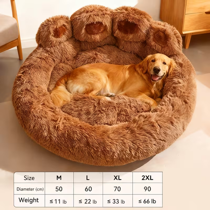 Dog Bed Cat Bed Bear Paw Round Plush Non-Slip – Soft Warm Cuddler Pet Mattress for Puppy, Small, Medium & Large Dogs and Cats