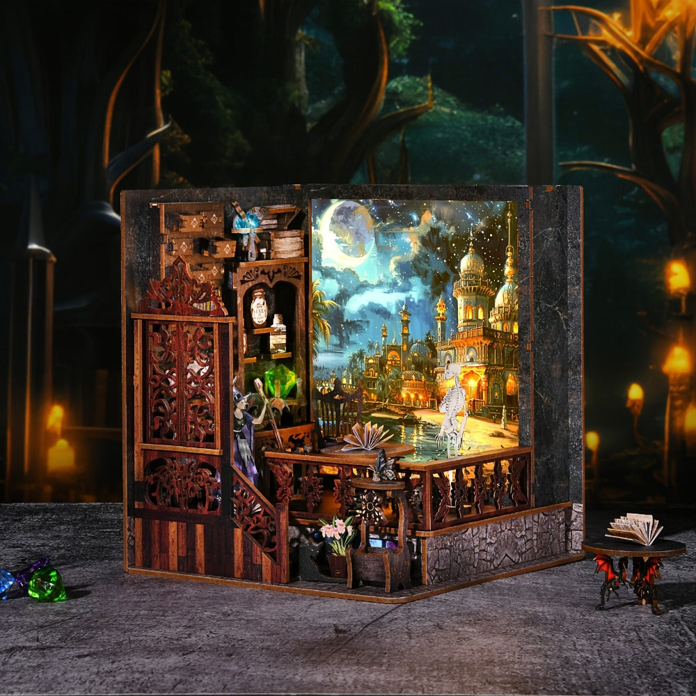 Magic Exploration Book Nook Kit CH03 with Library Workshop Scene, Three Light Modes and Paintable Front Panel