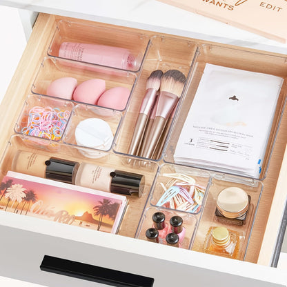 Drawer Storage Organizer Trays 25-Pack in Four Sizes for Kitchen, Desk, Vanity or Dresser Use
