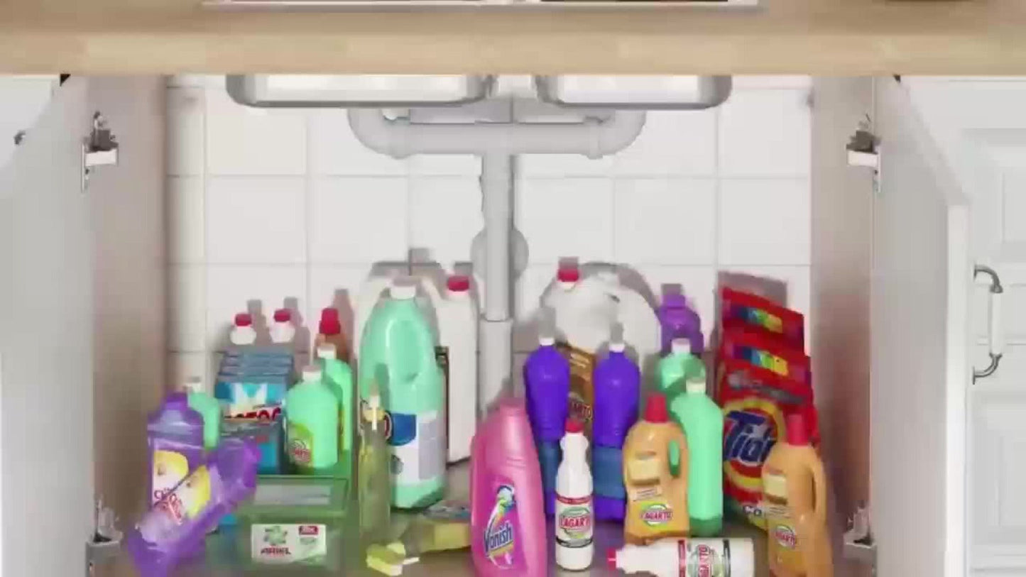 Under Sink Storage Organizer 2-Tier Sliding Metal Shelf in 1-Pack or 2-Pack, Black, White or Gray