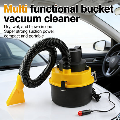 12V Bucket-Style Car Vacuum Cleaner with Suction and Blower Ports, 0.4L-Plus Source Capacity and Seven Colors