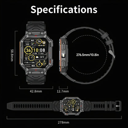 Smartwatch for Men with GPS, IPX8 Rating, Altimeter, Barometer, Compass and LED Flashlight