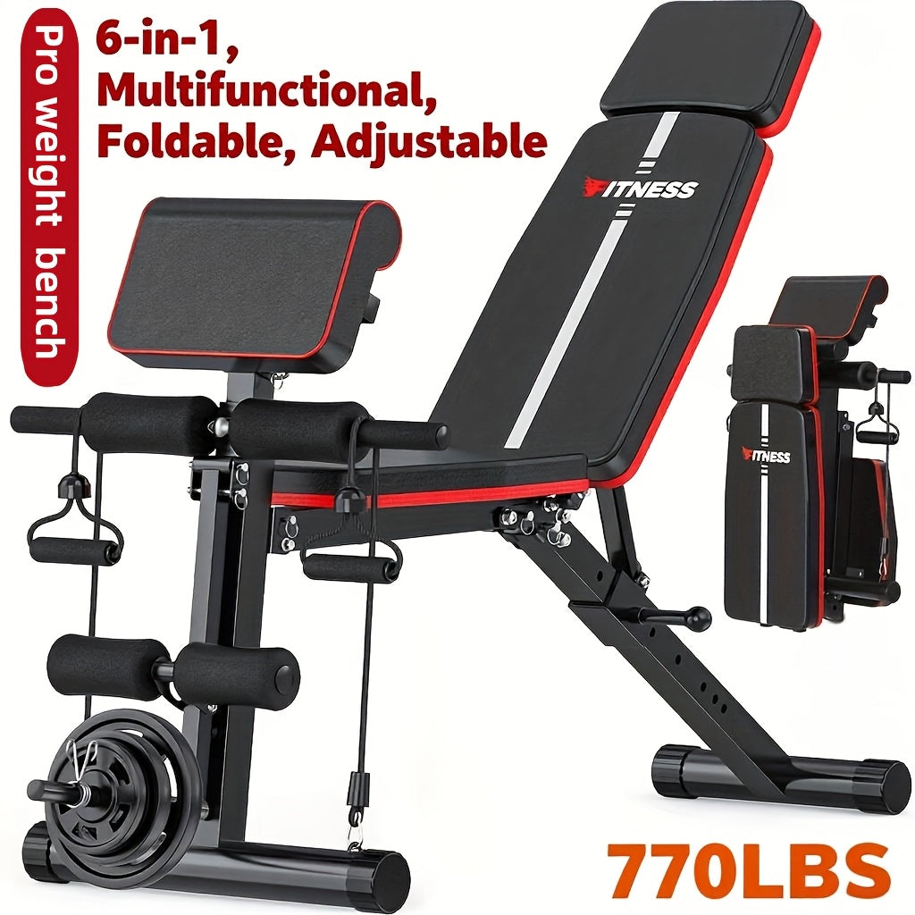 14-in-1 Adjustable Weight Bench Foldable – 770lb Capacity, Multi-Function Full Body Strength Training, Space-Saving Design