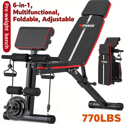 14-in-1 Adjustable Weight Bench Foldable – 770lb Capacity, Multi-Function Full Body Strength Training, Space-Saving Design