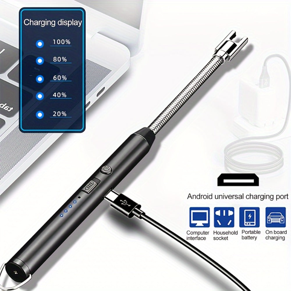 USB Rechargeable Arc Lighter 4-Pack Flameless Windproof Candle Lighter with Flexible Neck, 360° Rotation