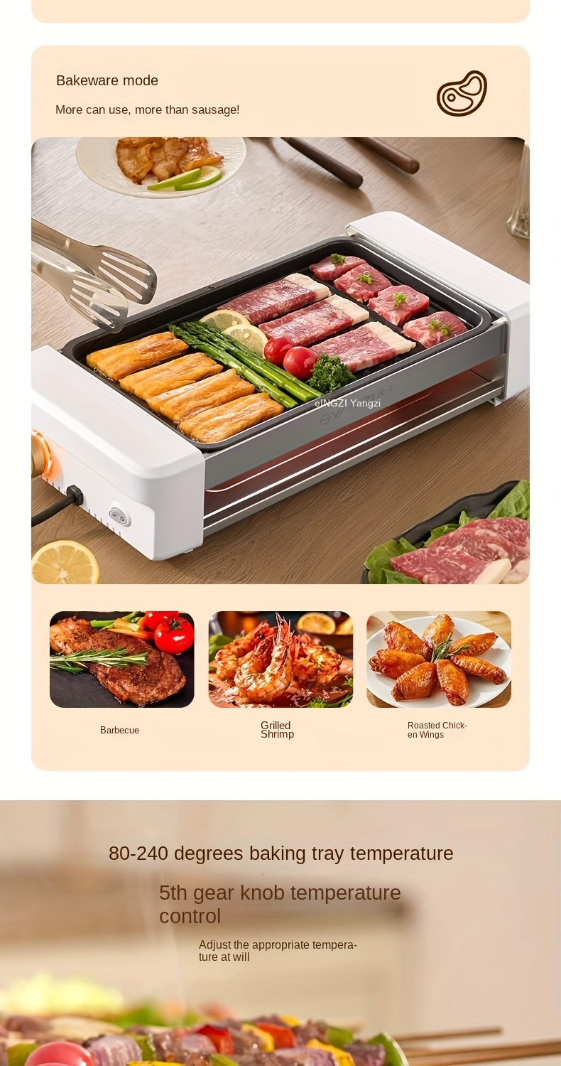 Sausage Grill 4-in-1 Multifunctional Electric Hot Dog Roller, Non-Stick Countertop Cooker with Adjustable Temperature
