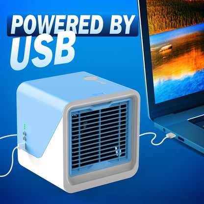 Portable Mini Air Conditioner Fan, Personal Evaporative Cooler with 3-Speed Settings & Timer, Quiet Desktop Cooling Fan for Room