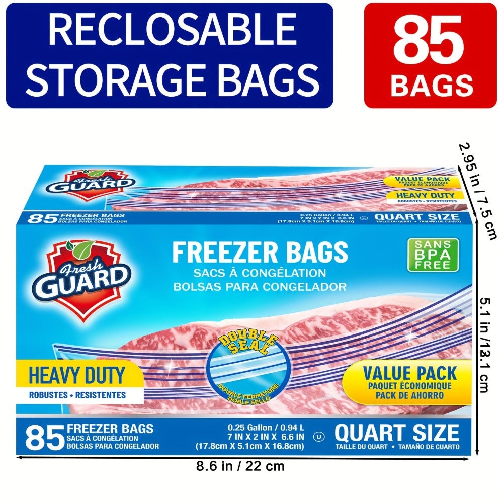 Food Storage Bag Kitchen Organizer 85-Piece 0.25-Gallon Resealable Pack for Pantry and Refrigerator Storage