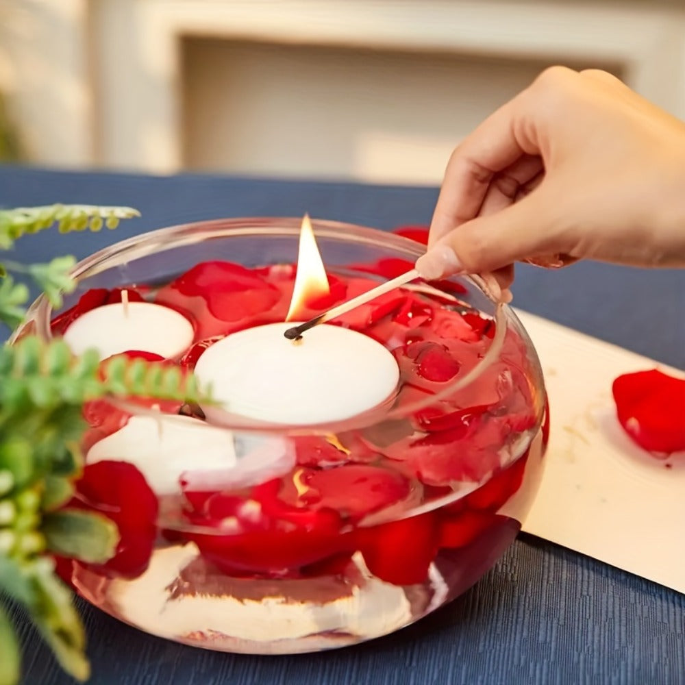 Floating Candles White Set of 42, 1.5 Inch Small Pool Candles, 4- Burn, Wedding Centerpiece, Pool Party