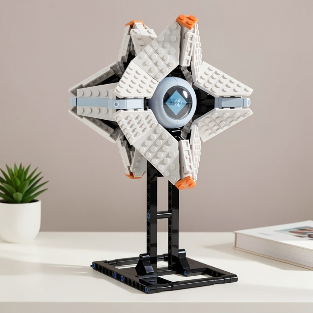 Building Block Set LA0137 Shell Display Model with 378 Pieces, Adjustable Panels and Black Stand