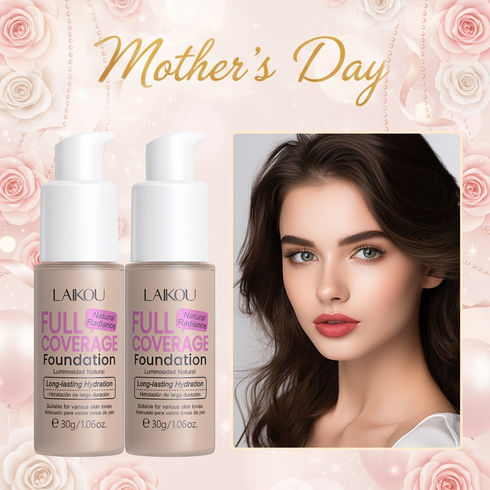LALKOU 30g Liquid Foundation Two-Bottle Set with Pump Dispensers and Six Shades from Ivory to Tan