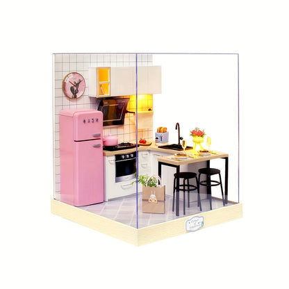 DIY Miniature Dollhouse Kit with Dust Cover Small, Mini House Model No Glue with the Listed Color, Size or Set Options for Everyday Use