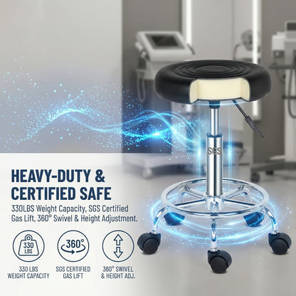 360 Swivel Bar Stool with Footrest Round Cushioned Sponge Seat Chrome Base Counter Stool Kitchen Island Home