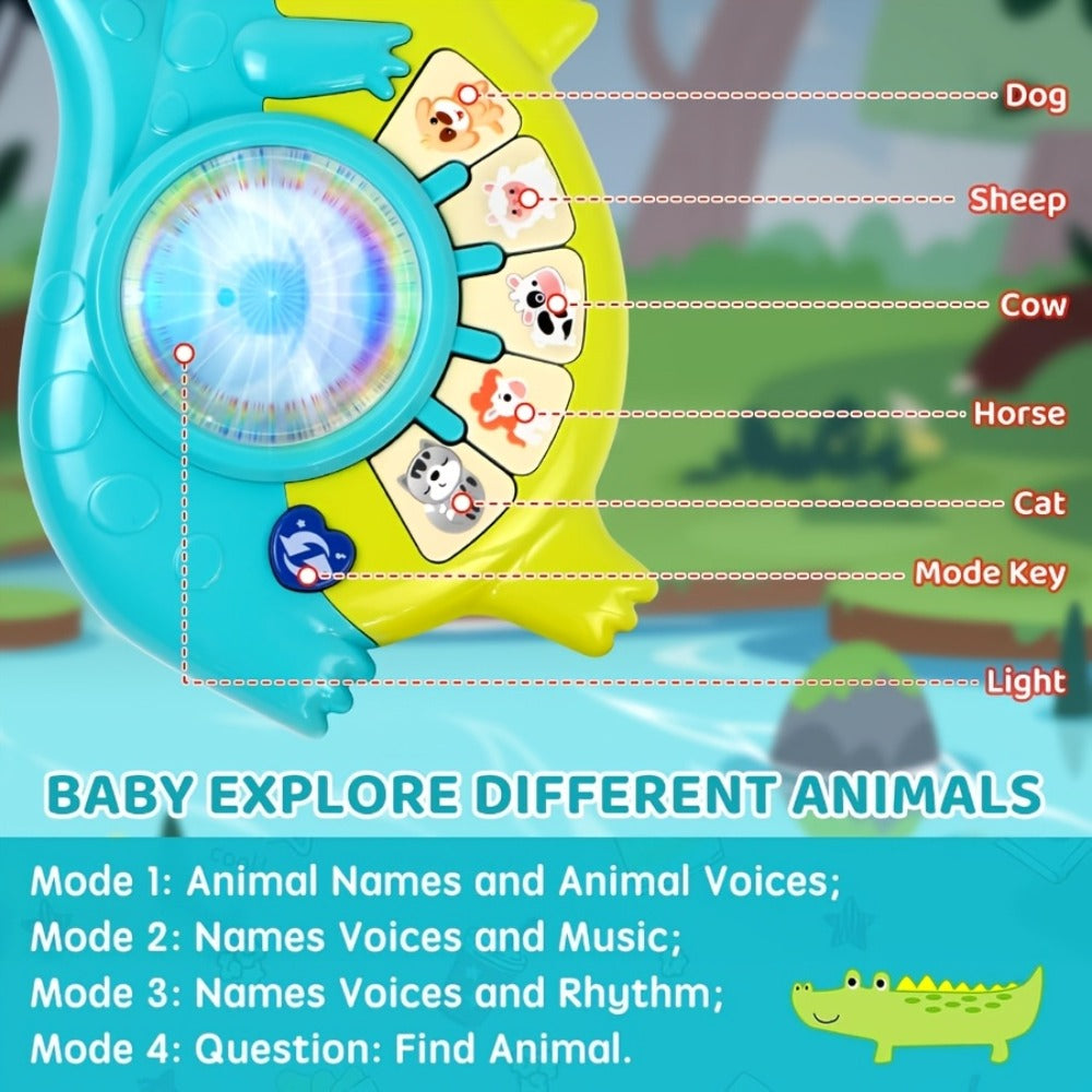 Educational Piano Guitar Toy for Toddlers 1-2 Years, Baby Musical Toy with Animal Sounds & Lights