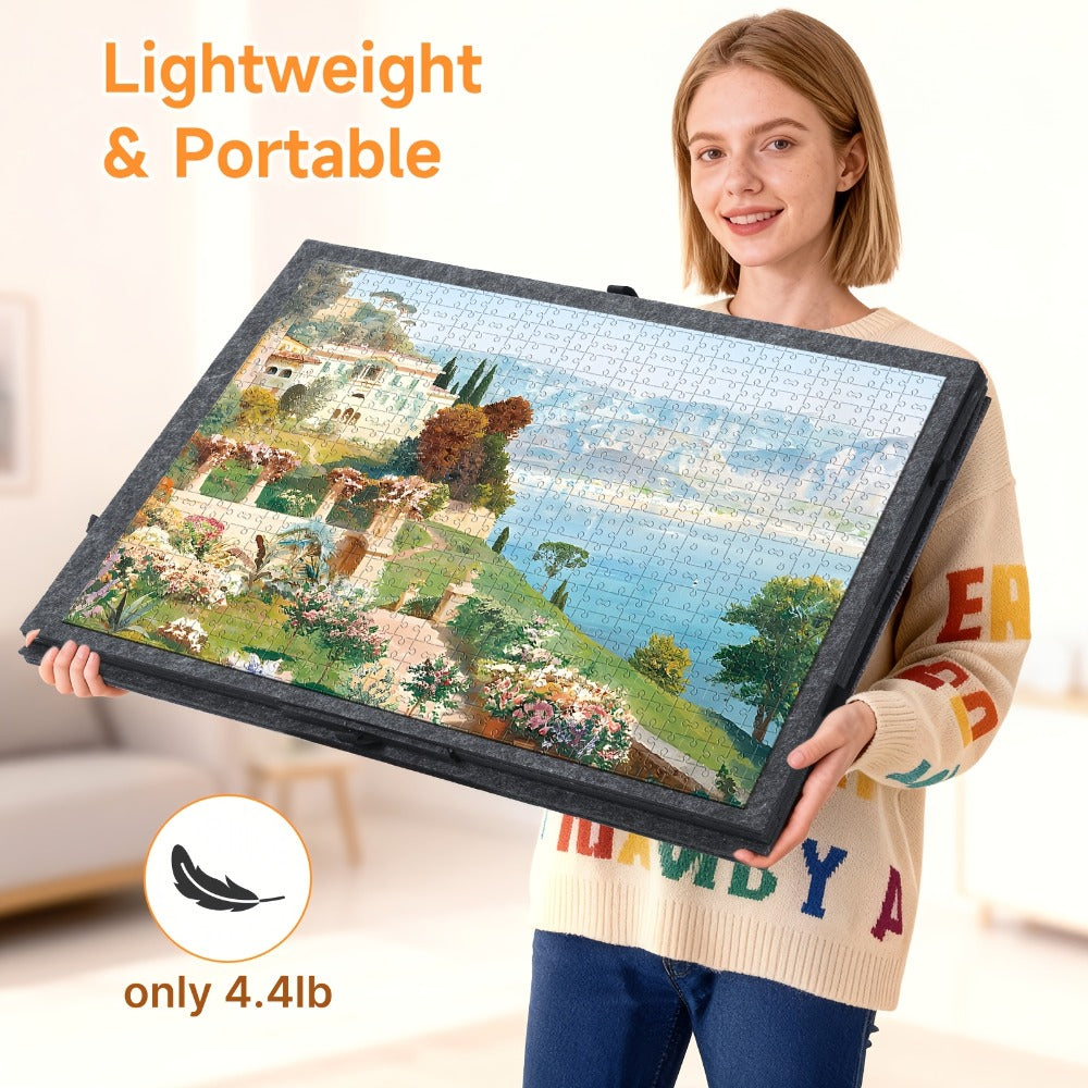 Roll-Up Puzzle Mat Board Extra Large – Foldaway Felt Mat for 1000 & 1500 Piece Jigsaw Puzzles, 6 Sorting Drawers