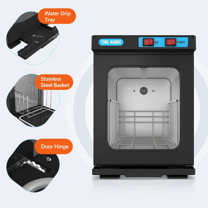 UV Hot Towel Warmer Cabinet 1.32 Gal 2-in-1 Heating & UV, Freestanding Professional Spa Heater for Salon