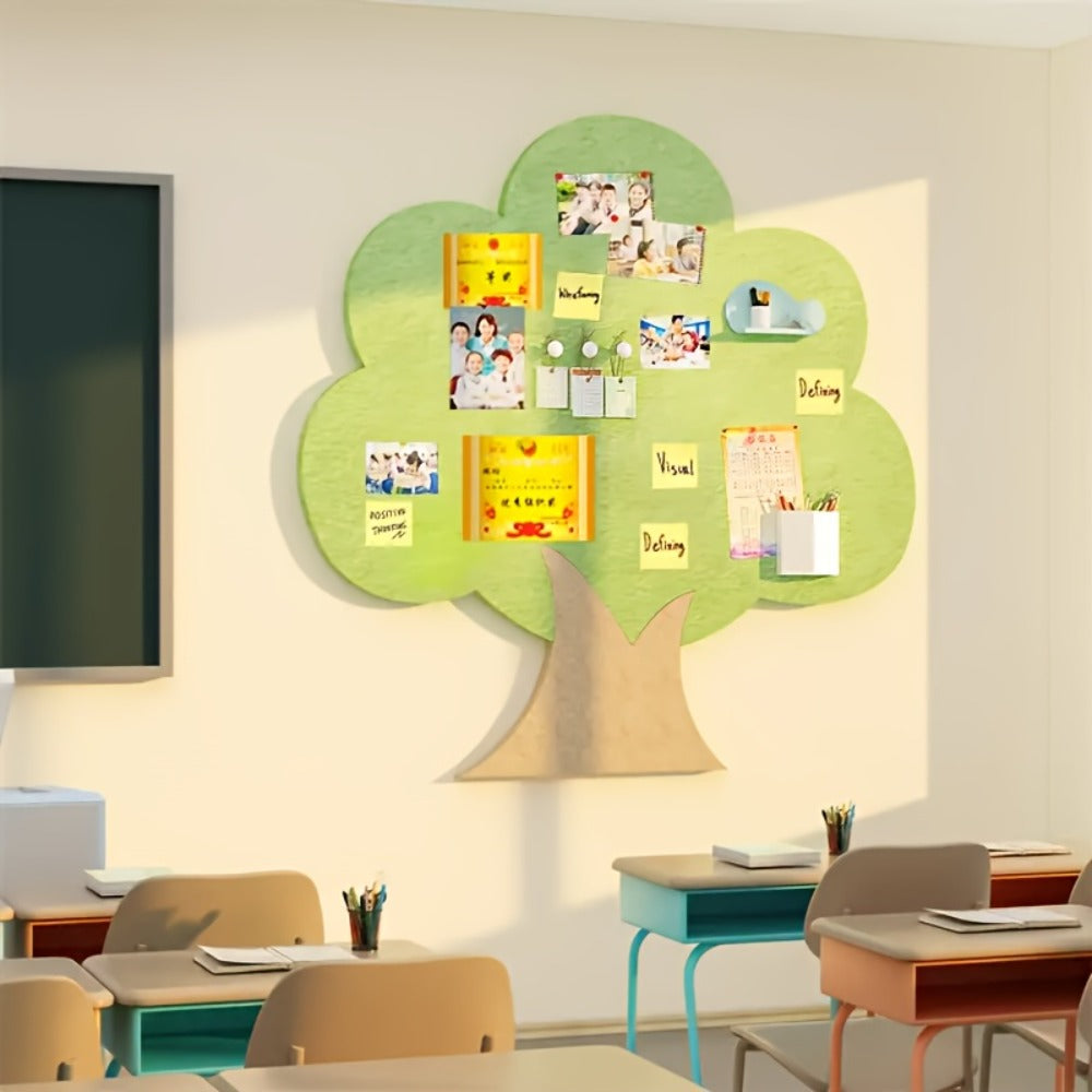 Felt Wall Organizer Tree Shape Memo Board 23.6x23.6 Inch Self-Adhesive – Decorative Felt Board for Home, Office