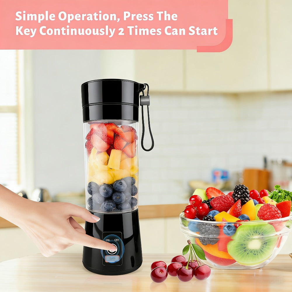 Mini Blender USB Rechargeable 380ml - 6-Blade 22000RPM High-Speed Portable Blender Cup, 304 Stainless Steel
