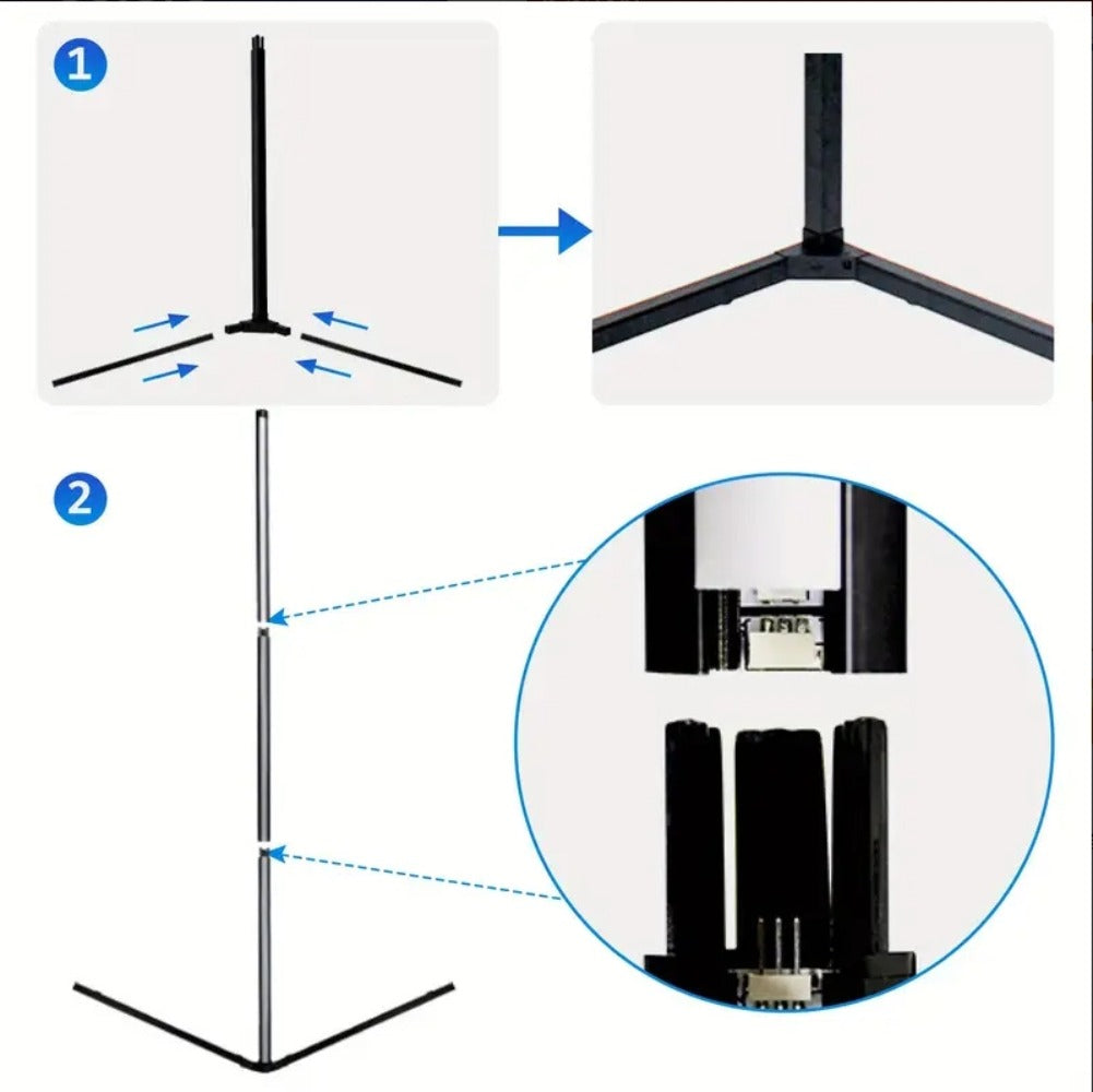 RGB Smart Floor Lamp 56 Inch, 16 Million DIY Color Changing with App & Remote Control, Music Sync