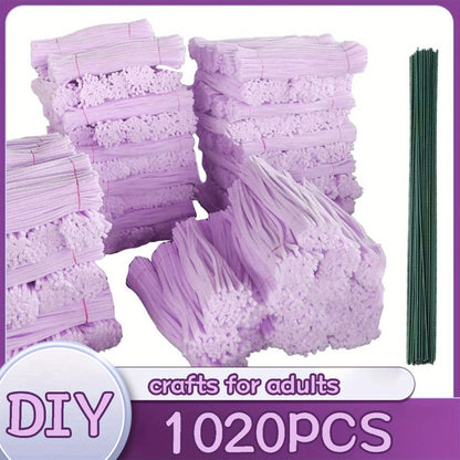 Pipe Cleaners 1020pcs Chenille Stems 20 Colors, Upgraded Thick Fuzzy Sticks with Patterned Rods for Kids Adults Teachers
