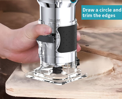 Wood Router Carving Machine Electric Trimmer, Wood Slotting, Drilling & Engraving Tool with Optional 15pc Milling Cutter Set