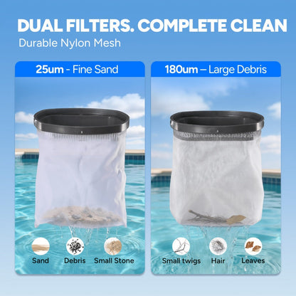 Cordless Pool Vacuum Cleaner with Telescopic Pole, 15.8 GPM Powerful Suction, 60-Min Runtime