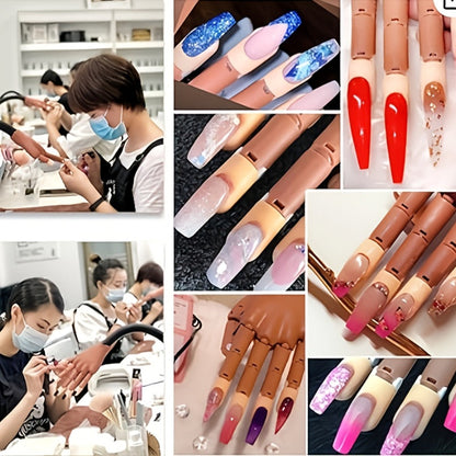 Nail Practice Hand Kit for Acrylic Nails Flexible Training Hand with 200pcs Replacement Nail Pads Clippers