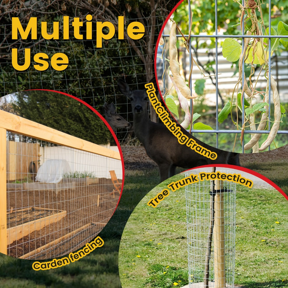 Welded Wire Mesh Fence Roll 50ft, Galvanized Zinc-Coated Steel Hardware Cloth for Chicken Coop, Garden Fence