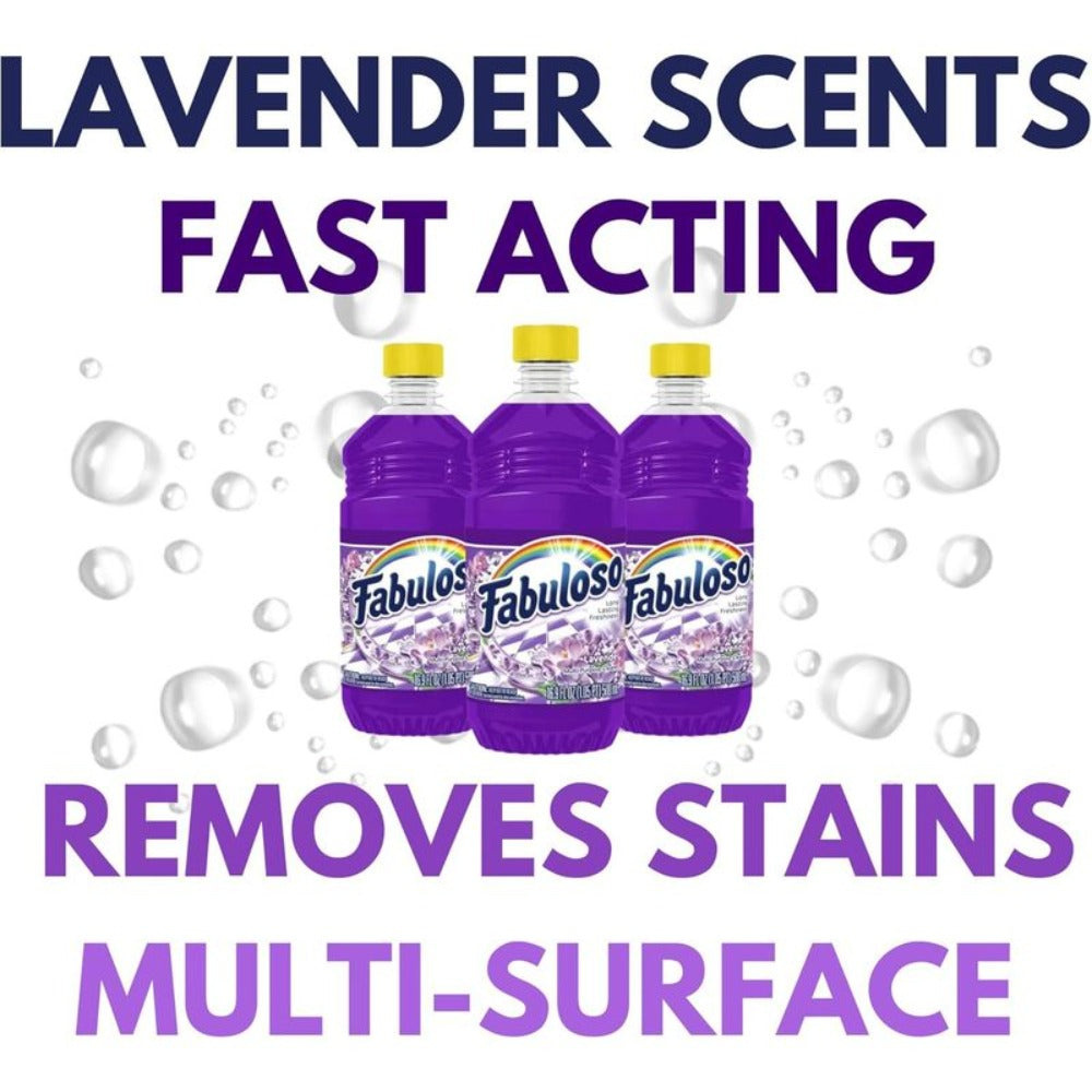 All Purpose Cleaner Lavender Scent 3 Pack (16.9 Fl Oz Each), Fabuloso Multi-Surface Floor Cleaner with Calming Lavender Fragrance