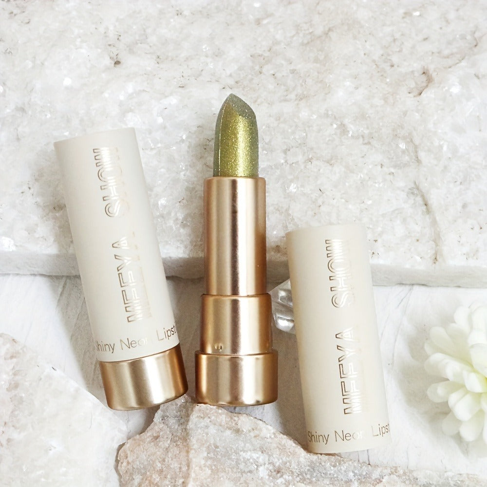 Sparkling Golden Brown Glitter Lipstick Set 3 Pcs, for Makeup, Travel and Everyday Vanity Use