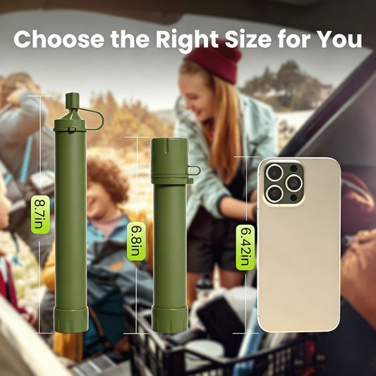 Portable Water Filter Straw Kit with Light Blue, Camouflage, Army Green or Black Bodies in One- or Two-Piece Options
