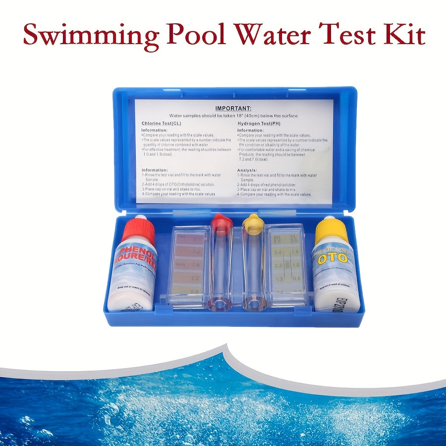 Pool Test Kit pH Reagent, Swimming Pool Spa Hot Tub Water Testing for Garden, Patio and Yard Use