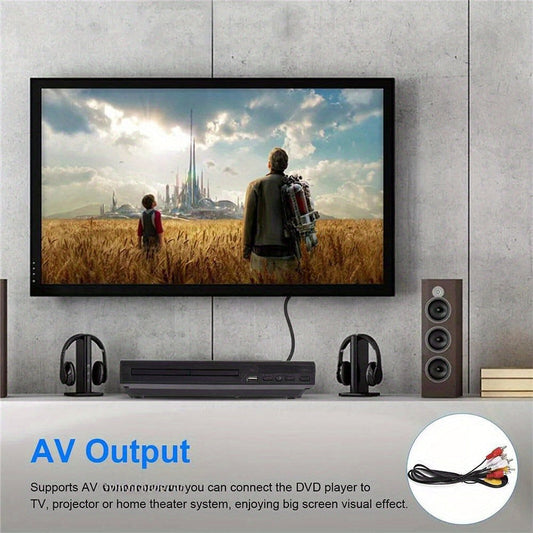 Compact Black DVD Player with RCA Output, USB Port, Remote Control and Approx. 8.78 x 7.09-Inch Body