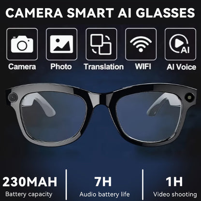 Smart Glasses 4K Camera Variant with Translation, Object Recognition, Open-Ear Audio and USB-C Charging