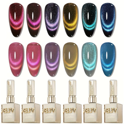 Dopamine Cat Eye Gel Polish Set with Six Magnetic Colors and Photo Frame Bottles for UV LED Nail Art