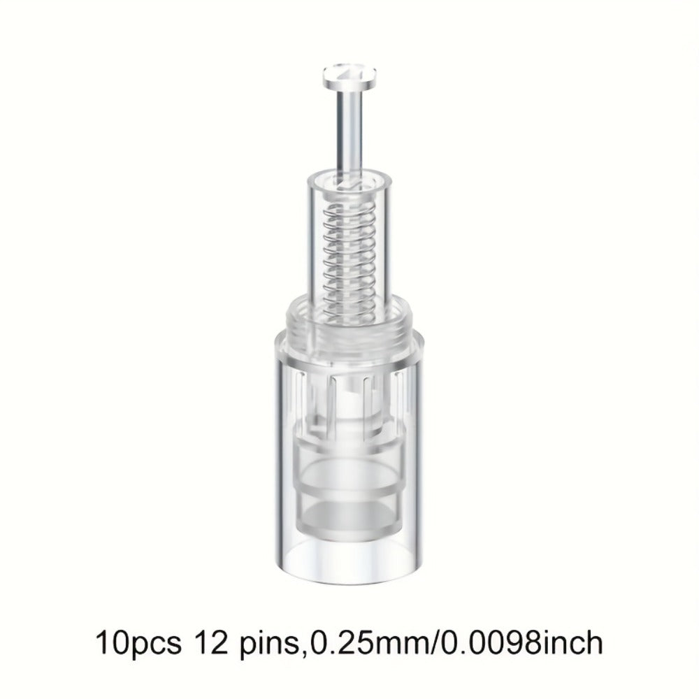 Microneedling Cartridges 10pcs Replacement Needle Tips for Derma Pen, 12 Pin 36 Pin R-Nano 0.25mm Screw-Lock