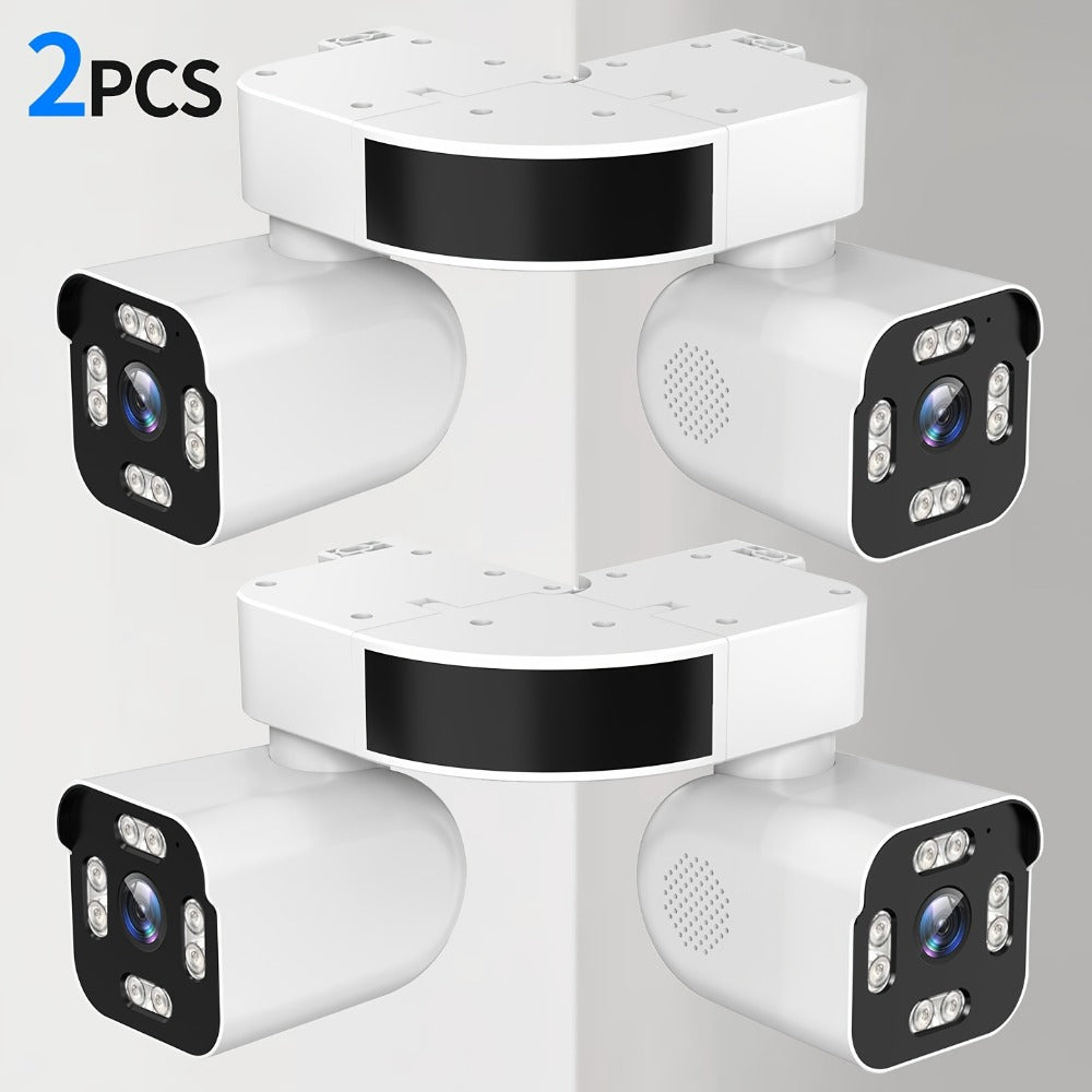 Dual-Lens PTZ Outdoor Security Camera with 2.4GHz WiFi, Wired Power and Single- or Two-Camera Options