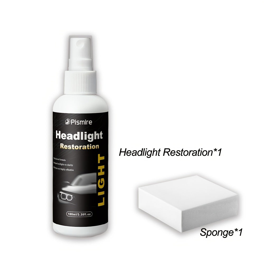 Headlight Restoration Kit Ceramic Coating Spray 100ml No Sanding No Polishing Required Quick Restore Yellowed Foggy Car Headlights DIY