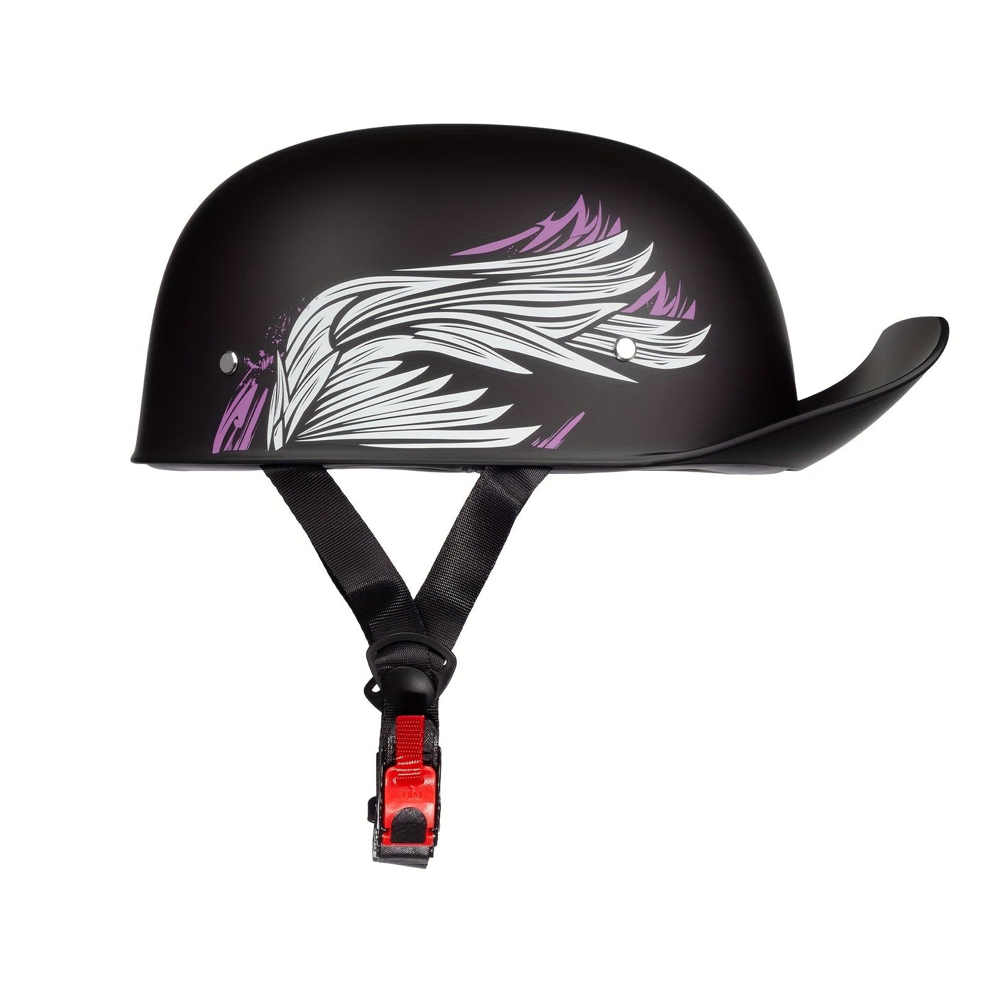 Motorcycle Helmet Crown Racing Half-Shell with Four Graphic Styles, M-XL Sizes, Padded Liner and Quick-Release Strap