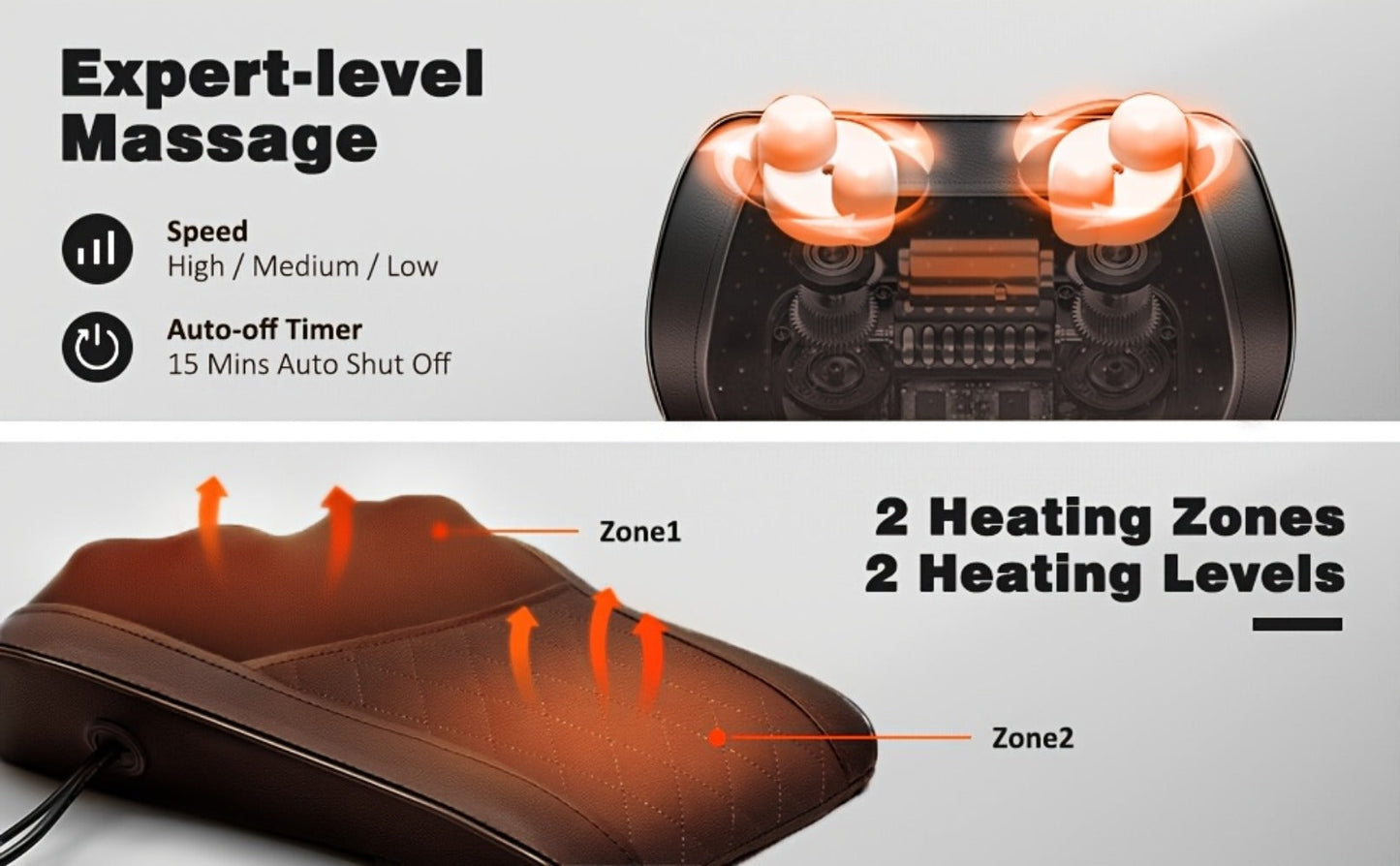 Neck Massager Pillow Heated Acupressure Electric Deep Tissue Kneading for Neck Shoulder Back Leg Relaxation Gift for Mom Dad Women Men