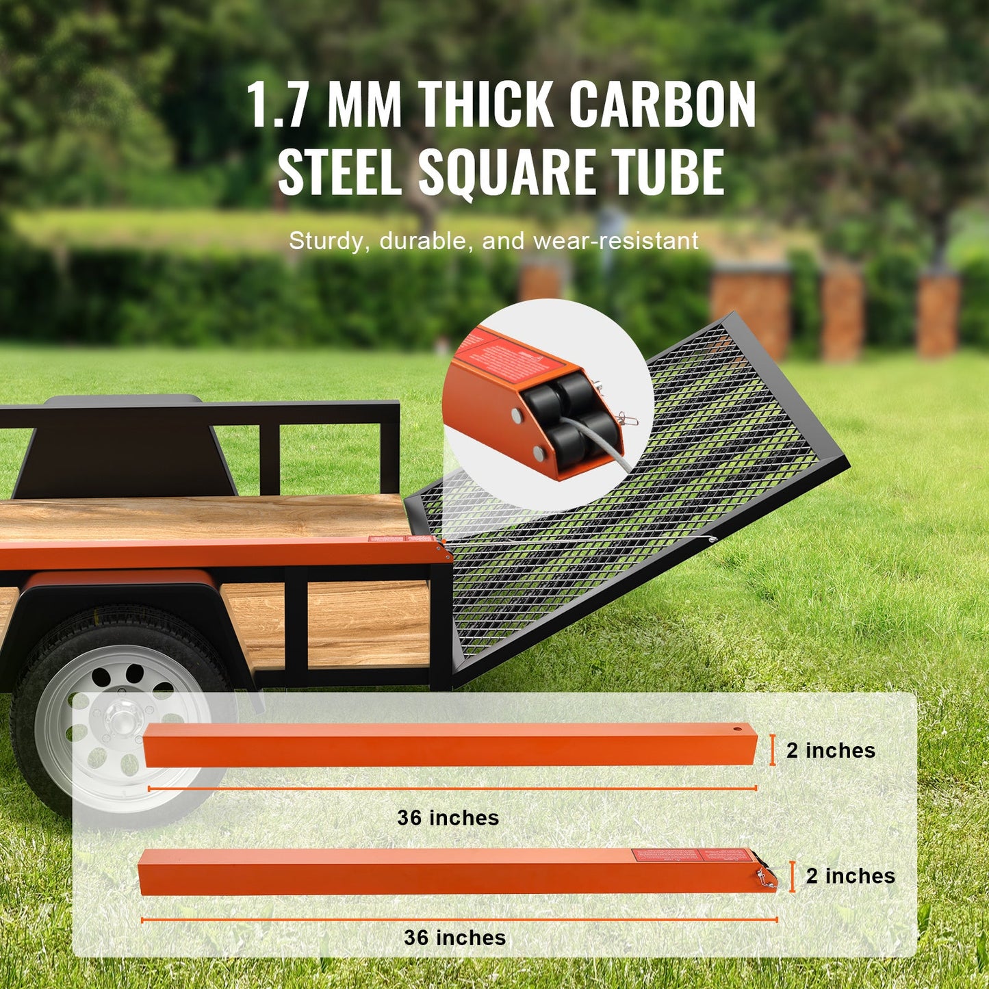 Trailer Tailgate Lift Assist – Max 180 lbs, Fits Open Utility Trailers, 10–24 Inch Side Rail, 4–6 ft Ramp Height