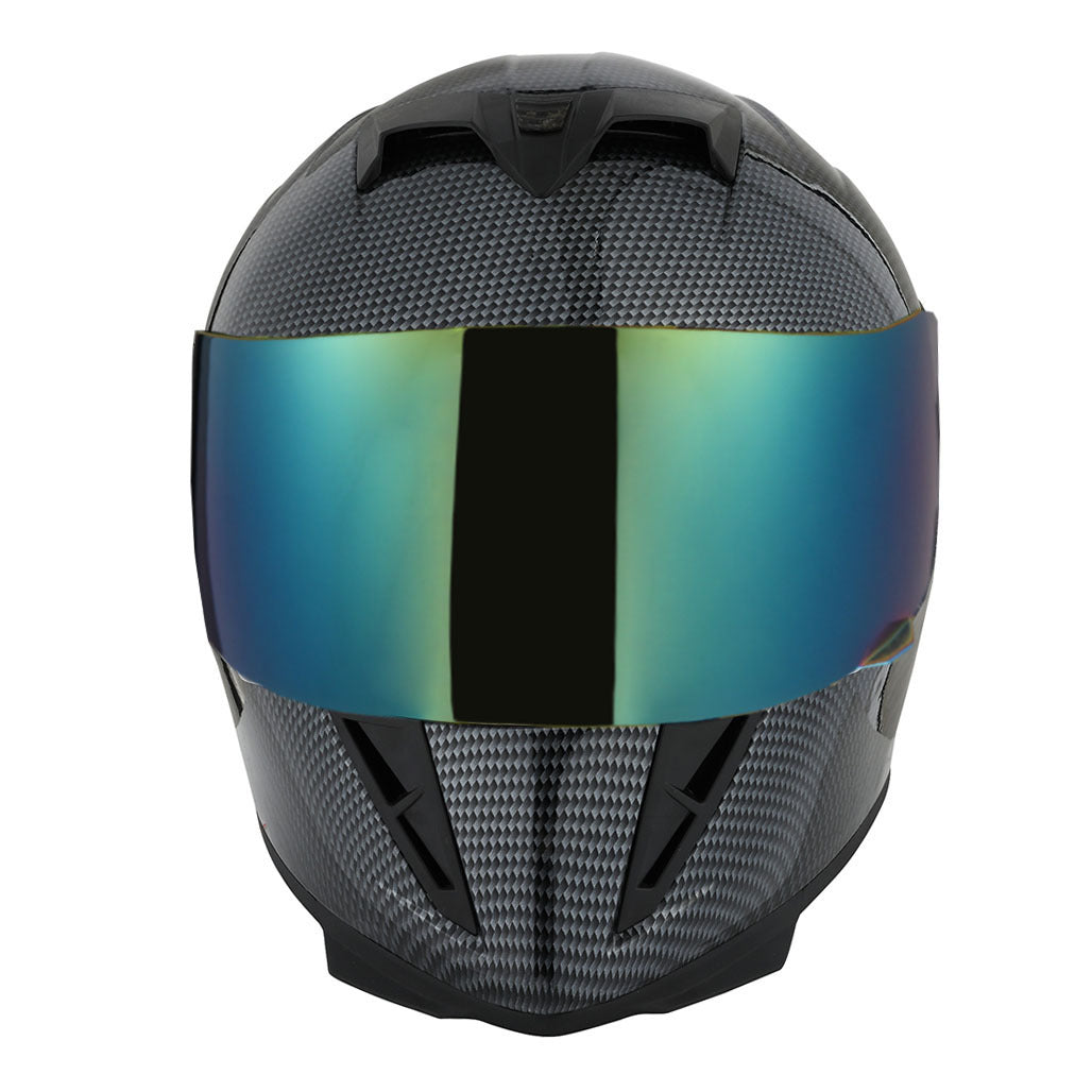 Motorcycle Helmet Full-Face Shell with Tinted and Spare Clear Shields, Quick-Release Buckle, Nine Styles and S-XL Sizes