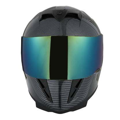 Motorcycle Helmet Full-Face Shell with Tinted and Spare Clear Shields, Quick-Release Buckle, Nine Styles and S-XL Sizes