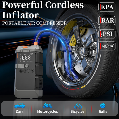 Jump Starter Power Bank 10000A 4-in-1 with 150 PSI Air Compressor LED Emergency Light USB Charging for Garden, Patio and Yard Use